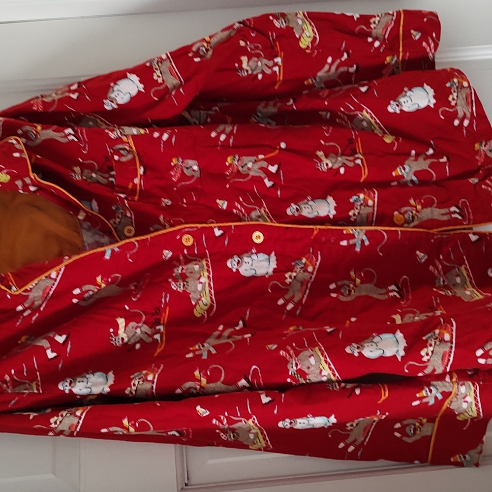 Nick and Nora sock monkey pajama top size medium